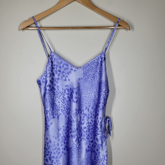 Vintage Y2K Secret Treasures Purple Leopard Snake Print Midi Slip Dress Small - Picture 2 of 11